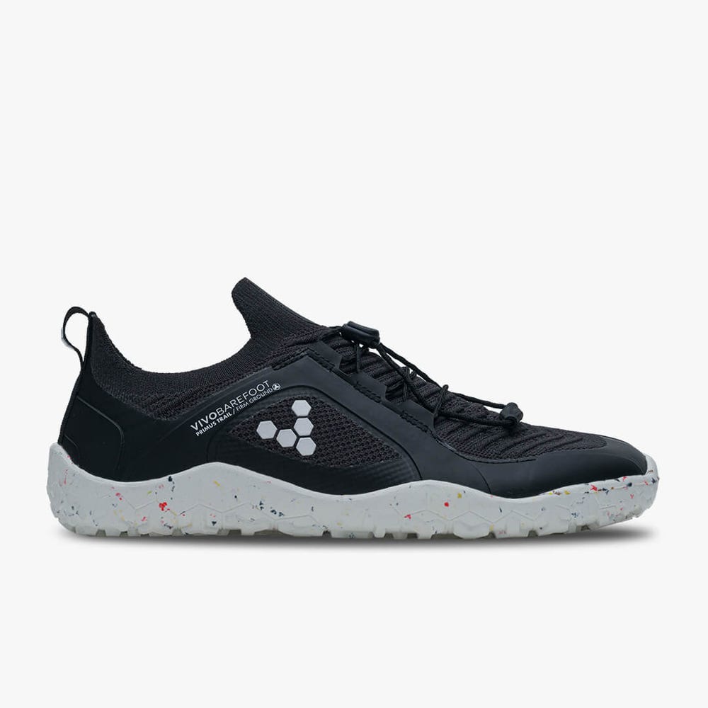 Sapatilhas Trail Running Vivobarefoot Primus Trilha Knit FG Masculino Obsidiana Branco | Portugal-38165