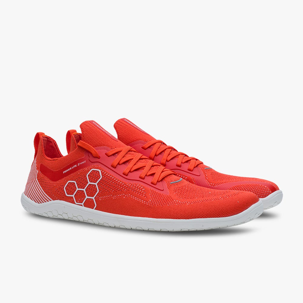 Sapatilhas Treino Vivobarefoot Primus Lite Knit Masculino Vermelhas | Portugal-23549