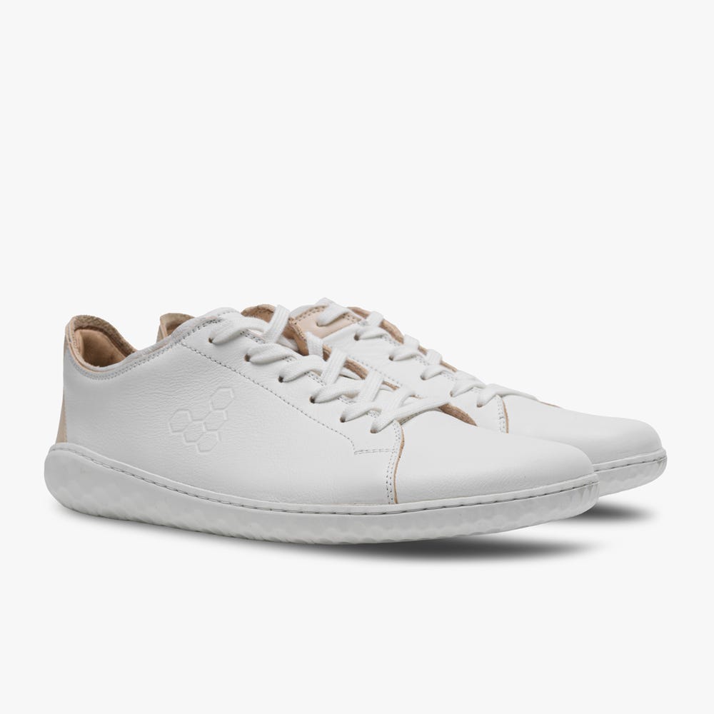 Tenis Vivobarefoot Geo Court III Feminino Branco Rosa | Portugal-81492